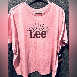 Women’s Pink Lee Crew Neck Short Sleeve T-Shirt With Logo New With Tags